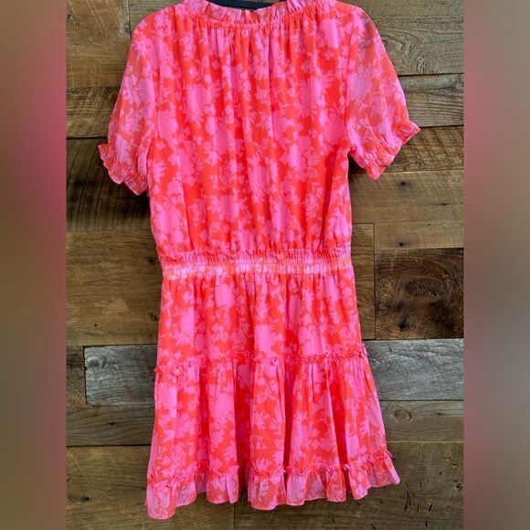 ROBERTSON + RODEO CANDY SHOP POPPY PINK FLORAL SURPLICE RUFFLE DRESS sz M - Picture 4 of 15